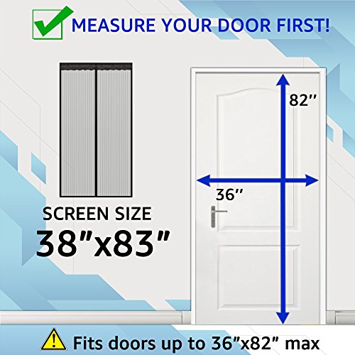 Thefitlife Magnetic Screen Door - Heavy Duty Mesh Curtain With Full Frame Hook And Loop Powerful Magnets That Snap Shut Automatically (38"X83" Fits Door Size Up To 36"X82", Black) #TOP3