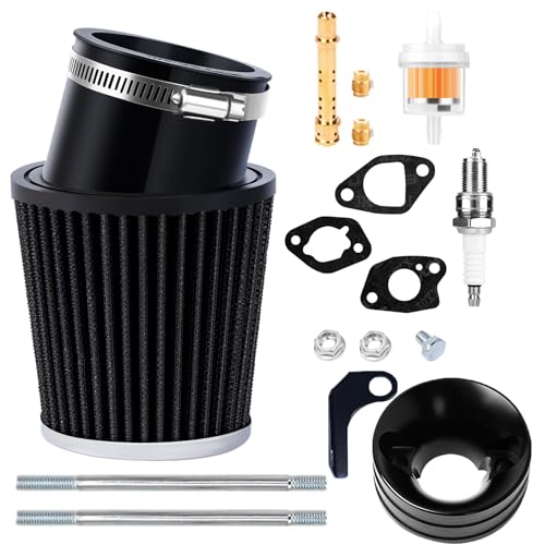 Image of 212cc Upgraded Air Filter Adapter Kit for Predator 196cc 212cc for Baja Motorsports MB165 for Coleman BT200X CT200U KT196 6.5Hp Clone Engine Mini Bike Go Kart -Black