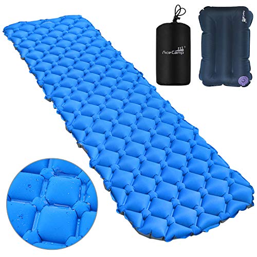AceCamp 2 in 1 Sleeping Pad,Ultralight Camping Sleeping Pad Inflatable Camp Pad with Travel Pillow for Backpacking and Hiking