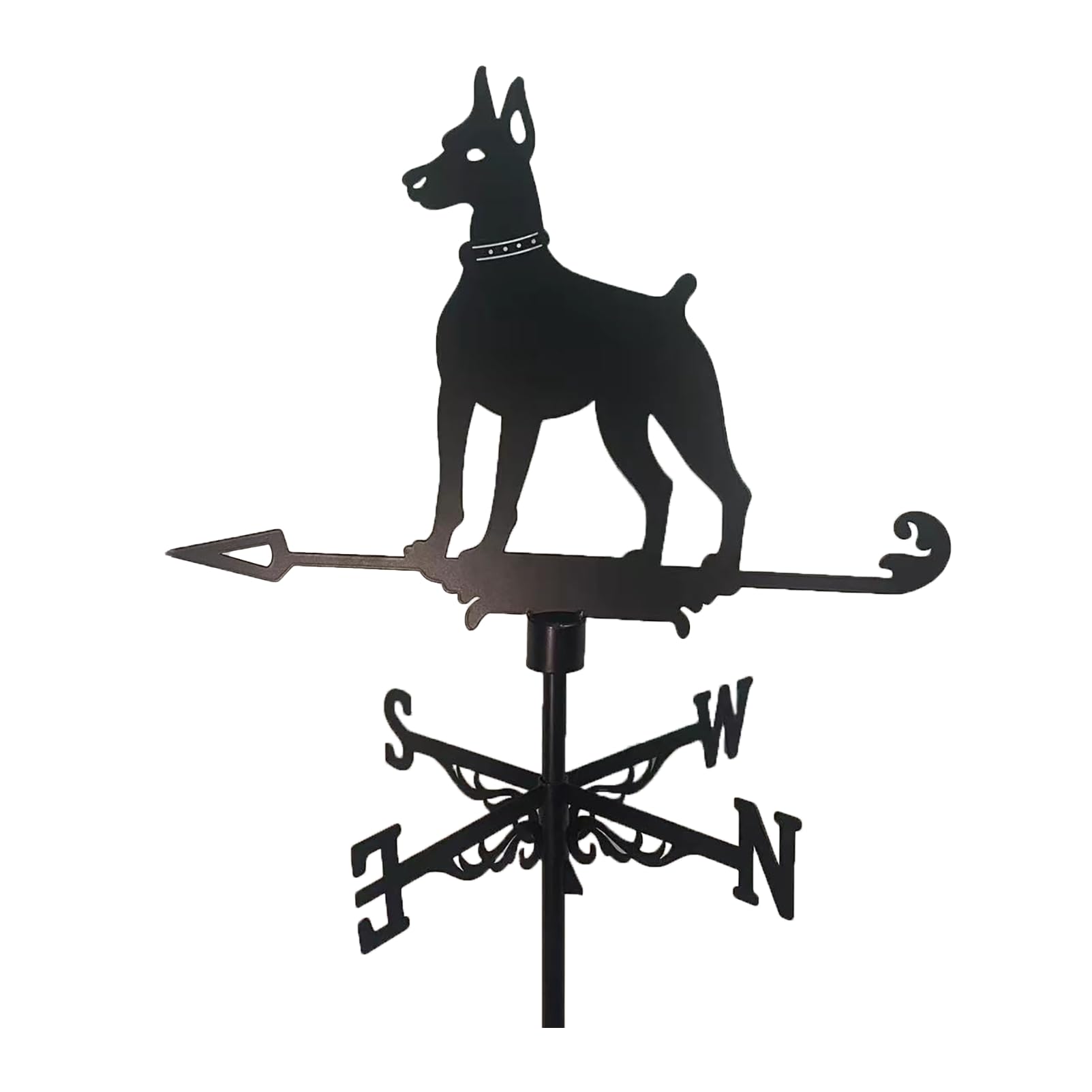 Żelazna łopatka pogodowa, Doberman wiatrowskaz metalowy na dach i pomiar prędkości wiatru kierunek podwórko farma ranczo na zewnątrz ogród dekoracja świąteczna
