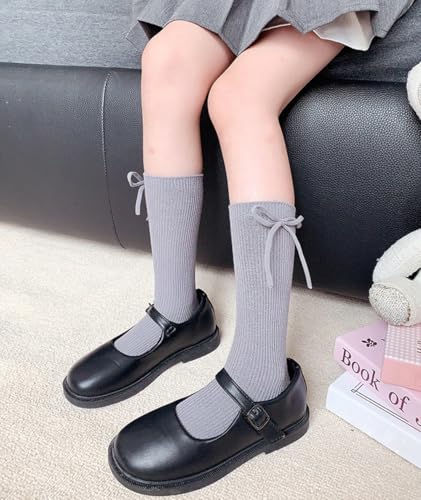 Girls Knee High Socks Seamless Cotton School Uniform Dress Socks Kids Toddler Bow Tube Long Stockings3