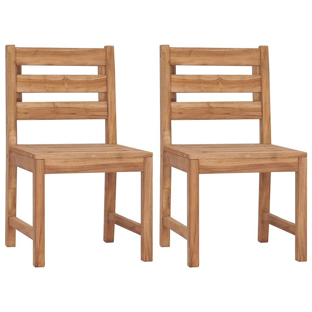 Buy vidaXL 2x Solid Teak Wood Garden Chairs Wooden Outdoor Dining