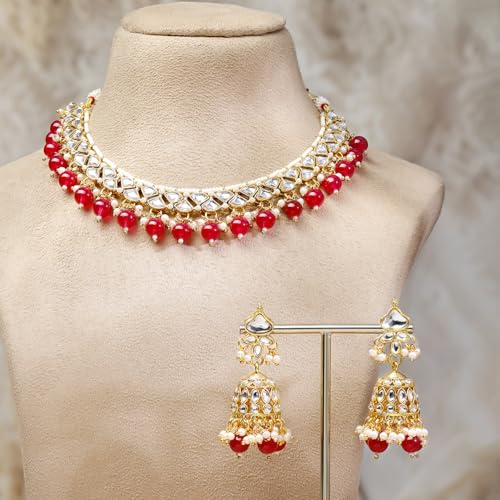 Image of Rubans Necklace Set Kundan Traditional Statement Jewellery Gift for Women & Girls