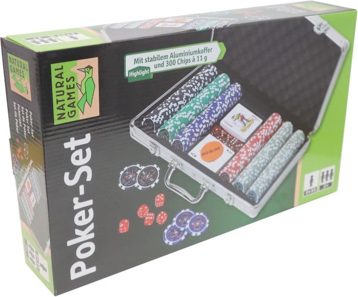 Vedes Natural Games Poker-Set im Aluminiumkoffer, 300 Chips, Beige
