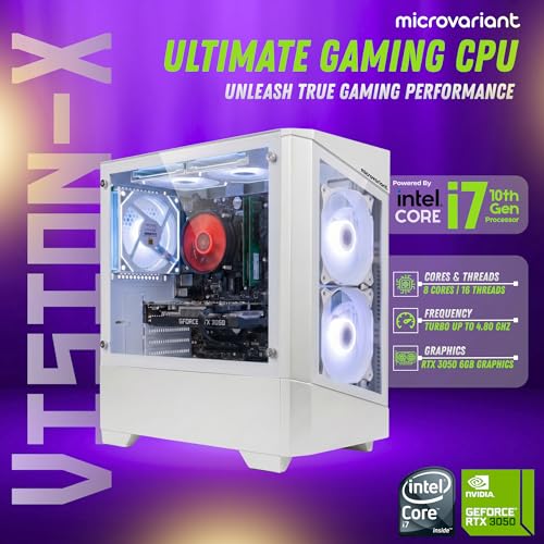 Image of Vision-X Gaming PC | Core I7 10th Gen Processor | RTX 3050 6GB GPU | 16GB RAM | 1TB NVMe SSD | 5G WiFi+BT Dongle | USB 3.0 /HDMI /VGA Port | Windows 11 Pro | White