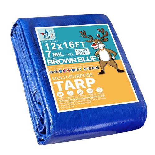 STARPYNG 12x16 Blue Tarp – Waterproof Poly Tarpaulin