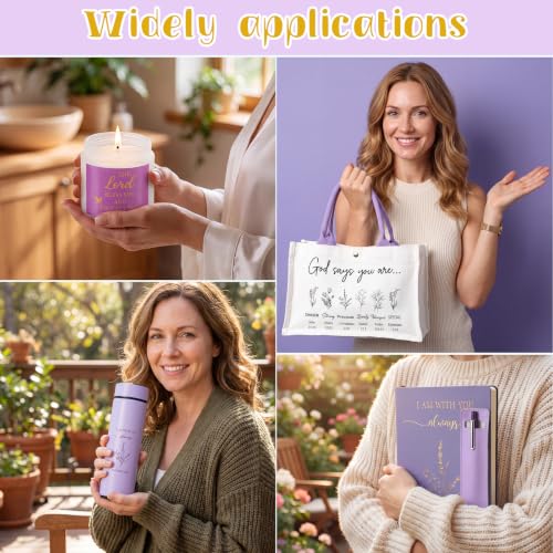 Image of Thenshop 6 Pcs Christian Gift Set for Women Faith, Inspirational Religious Gifts for Women, Catholic Christmas Birthday Gifts for Women Friends, Mother, Sister, Wife(Purple,Bible)