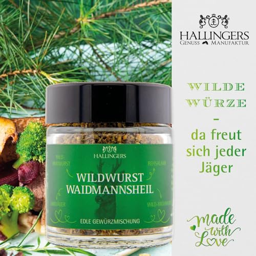 Hallingers Genuss Manufaktur Wild-Grillgewürze Geschenkset – 3 würzige Gewürze für Wild & Grillgerichte in edler Wunderdose, Gewürze Set 'Waidmannsheil', Geschenkidee für Jäger & Grillfans Weihnachten
