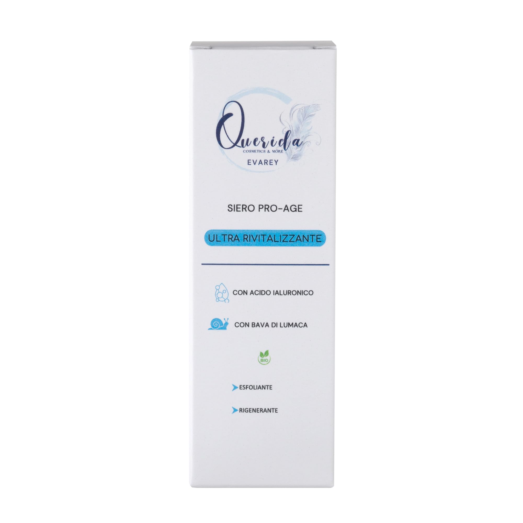 Querida ProAge Gesichtsserum mit Schneckenschleim und Hyaluronsäure, biologisches Peeling, regenerierend, Anti-Age, hergestellt in Italien, 50 ml