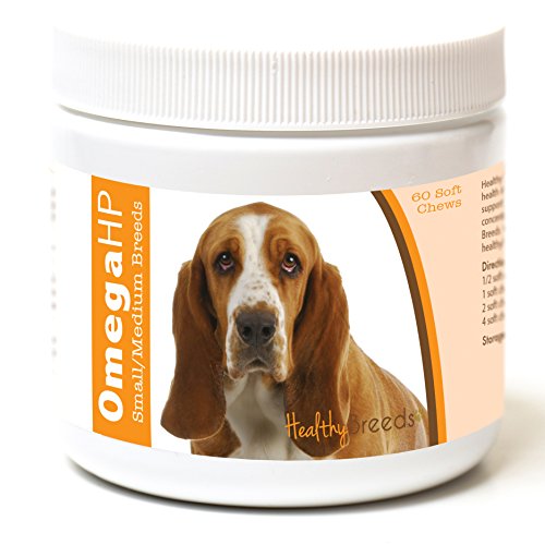 Image of Healthy Breeds Basset Hound Omega HP Fatty Acid Skin and Coat Support Soft Chews 60 Count