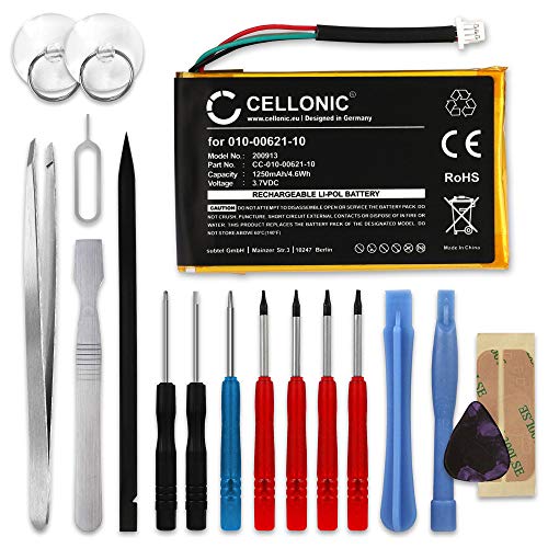 CELLONIC 1x Batería para GPS Navegación Compatible con Garmin nüvi 255, Nüvi 200, Nüvi 270, 010 00621 10   (1250mAh, 3.7V) + Juego de Herramientas