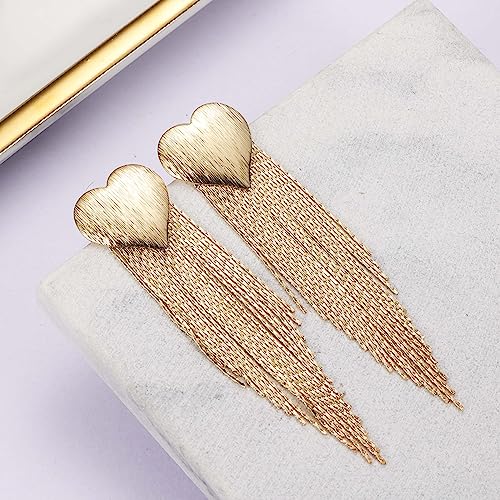 SELOVO Metal Chain Fringe Dangling Tassel Liner Dangle Earrings for Women2