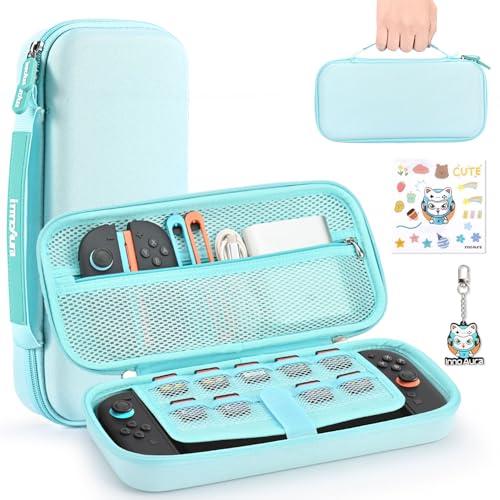 Image of innoAura Switch 2 Carrying Case for NS Switch 2 (2025), with 9 Game Card Slots, Protective Travel Storage Case, Cute Pendant and Sticker, Blue