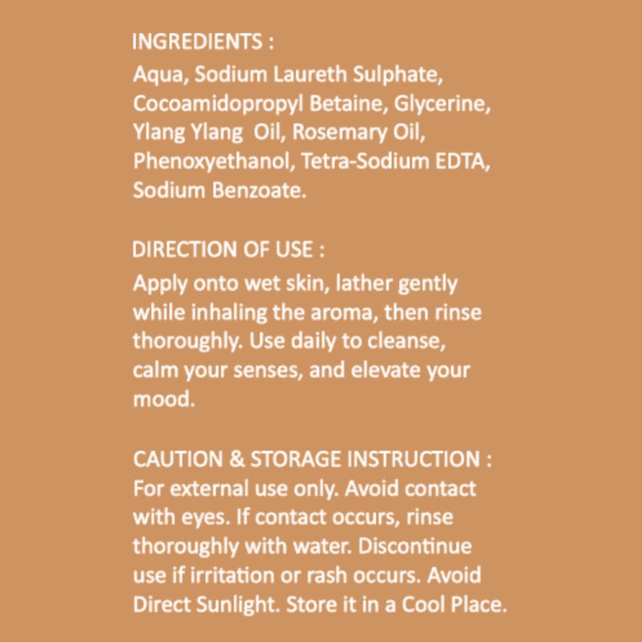 Image of 1% essential oil infused Body Wash | With Ylang Ylang & Rosemary | Stress relief body wash for Men & women | suitable for all skin types | 295ml