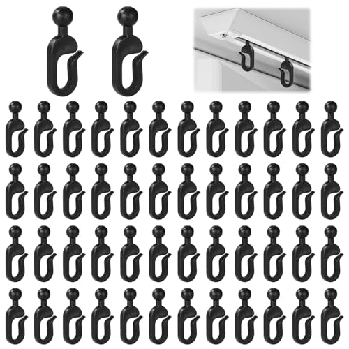 50 Stücke Gardinen Haken Zum Einhängen,Pavillon Haken,Verschiebbare Ringhaken,Vorhang Haken mit Wetterfestem Kunststoff,für Gartenpavillon, Zelt, Terrassenmarkisen Zubehör