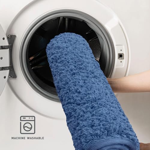 Image of Luxe Home Colosseum Bath Mat 100% Cotton (40x60 cm) Super Soft Non-Slip Bathroom Mat for Bedroom Door (Blue)