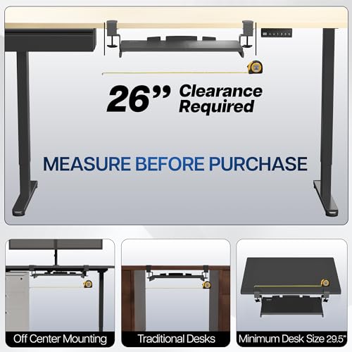 Image of VIVO Small Keyboard Tray, Under Desk Pull Out with Extra Sturdy C Clamp Mount System, 20 (26 Including Clamps) x 11 inch Slide-Out Computer Platform Drawer, White, MOUNT-KB05ES-W | Keyboard Tray for Typing, Slide Out Platform, Extra Sturdy C-Clamp Mount System, Computer Drawer, White Frame