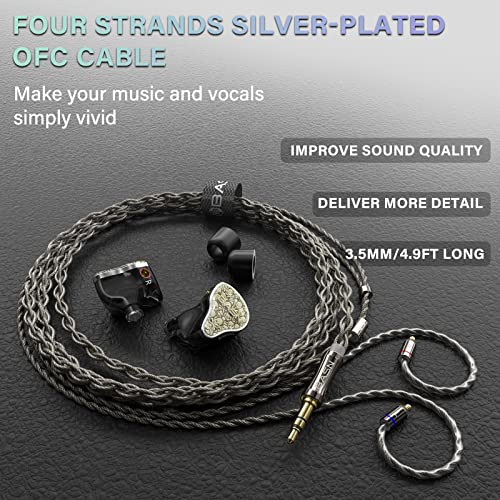 Image of BASN Bmaster5 in Ear Monitors, 1DLC Diaphragm+4BA 5 Drivers IEM Earphones with Silver-Plated OFC Cable, Noise Isolation Wired Earbuds for Musicians (Starlight Gold)