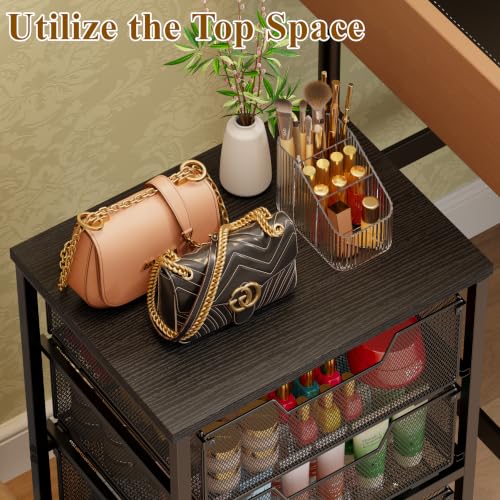 Storage Drawer Cart with Wood Top, 150 LBS Heavy Duty Metal Mesh Drawer Unit, Rolling Organizer with Anti-Drop Tracks for Closet, Bedroom Vanity, Kitchen Pantry, Office, Bathroom by Feyejade - Used condition - Image 5