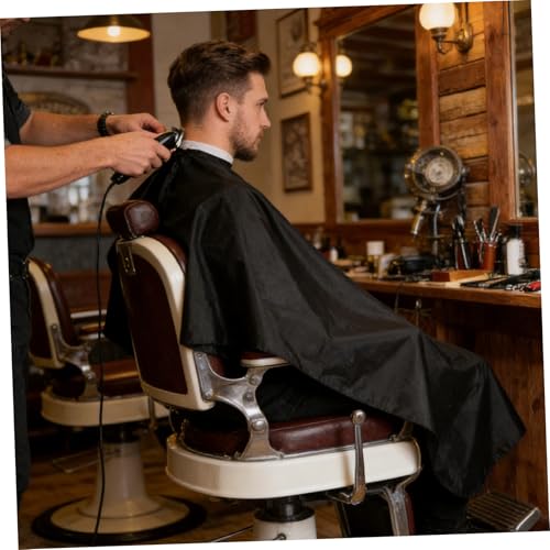 OSALADI Capa de barbería para salón de peluquería en satín con cierre de botón a presión 120x150cm capa para corte de cabello para barbería profesional y estilismo miniatura 7