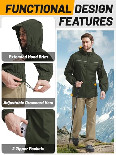 Image of SWISSWELL Mens Rain Jacket & Coats Packable Lightweight Waterproof Rain Shell Hooded for Golf Travel Hiking