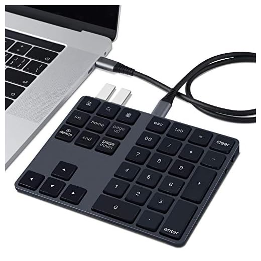 Rechargeable-Bluetooth-Numeric-Keypad, Cofuture Wireless Number Pad with USB 3.0 Hub Slim 34-Keys External Numpad Keyboard Data Entry for MacBook, MacBook Air/Pro, iMac Windows Laptop Surface Pro etc