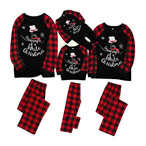 Family Christmas Pjs Matching Sets, Red Plaid Christmas Family Pajamas Matching Sets, Family Matching Pajamas Set(Black, Kids/X-Large)