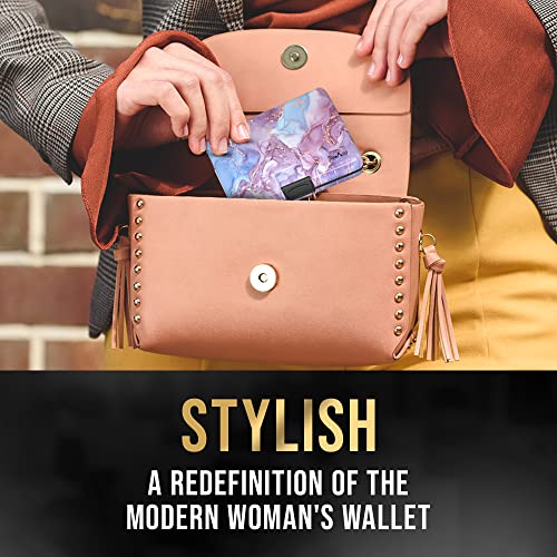 Topmost Rfid-Blocking Aluminum Wallet Credit Cards Holder For Men & Women - Slots For 12 Cards And Bills (Marble Texture) #TOP4