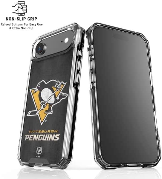 Skinit Clear Phone Case Compatible with iPhone 17 Air - Officially Licensed NHL Pittsburgh Penguins Distressed Design