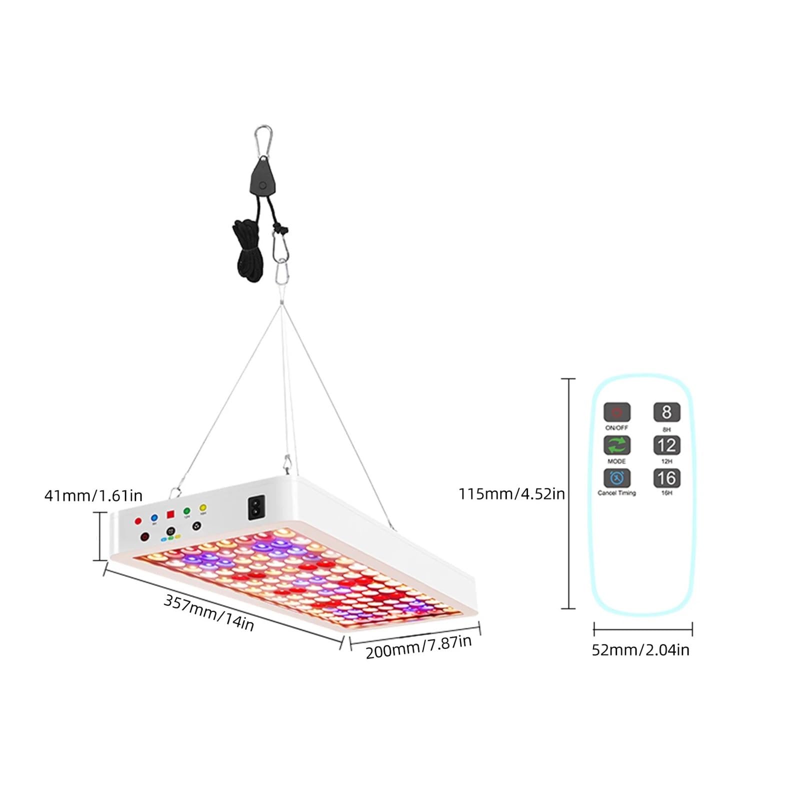 Lámpara de Planta Luces LED de cultivo for plantas de interior, espectro completo, floración vetal, 3 modos, Control remoto con temporizador, plántulas de inicio de semillas con luz for plantas