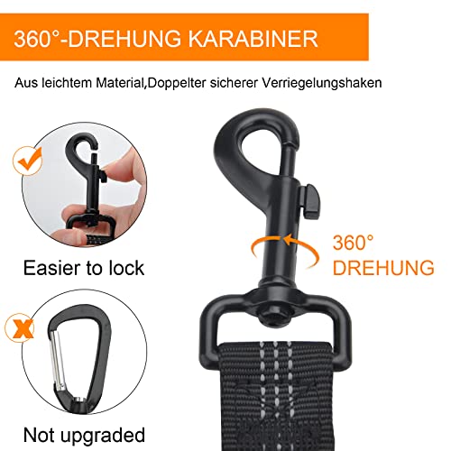 Hunde Sicherheitsgurt, 2 Stück Verstellbar Sicherheitsgurt Hunde für Auto, 3-in-1 Reflektierend Bungee Hundegurt fürs Auto mit Haken Anschnallgurt Hund Auto für Alle Hunderassen & Autotypen (Schwarz)