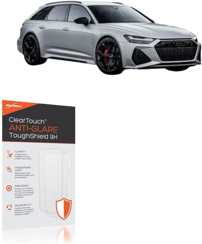 BoxWave Screen Protector Compatible With Audi 2024 RS 6 Avant Display (12.3 in) - ClearTouch Anti-Glare ToughShield 9H (2-Pack), Anti-Glare 9H Tough Flexible Film Screen Protector