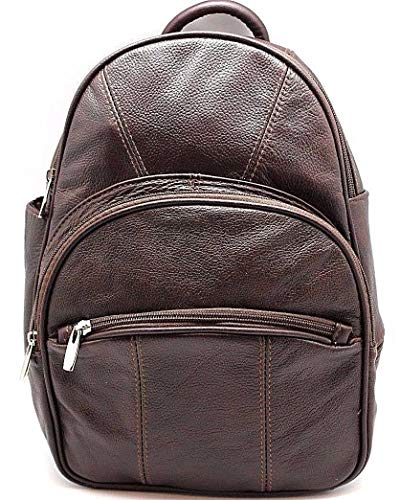 Leather Backpack Purse Mid Size & Convertible into single strap sling Bag or Backpack wearing Multiple Organizer Pockets Dark Brown