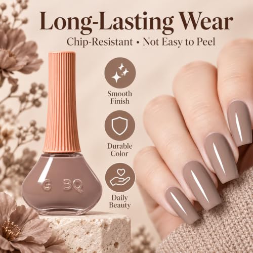 12ML Taupe Nude Nail Polish, Air Dry, No UV Lamp, Long-Lasting Gloss - Image 5