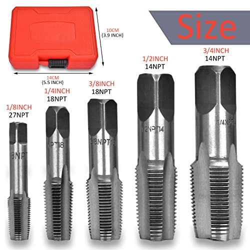 Professional 5 Piece NPT Pipe Tap Set, Carbon Steel NPT
