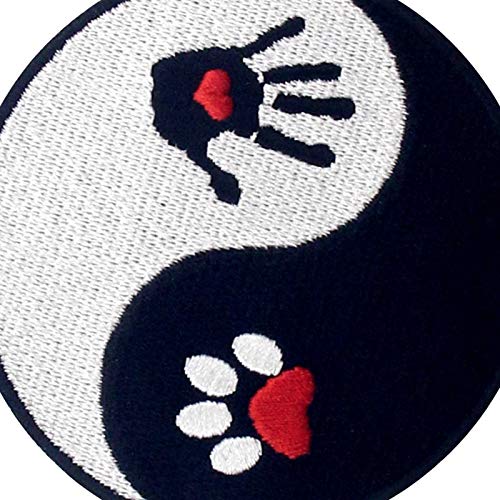 Aufnäher, bestickt, Design: Hund und menschliches Ying Yang, zum Aufbügeln oder Aufnähen