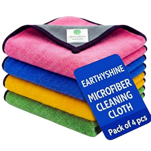 Image of Microfiber Cloths for Home Cleaning - Thick, Reusable & Lint-Free | for Kitchen, Dusting, Glass, Furniture & Other Surfaces (600 GSM, 40X40cm Pack of 4)