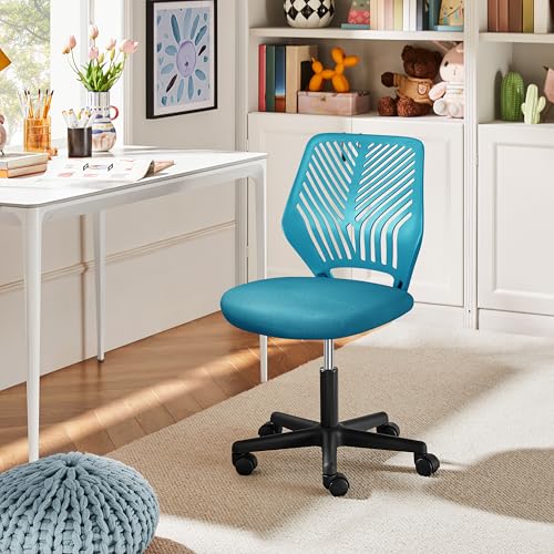 Sedia Ufficio Scrivania Senza Braccioli Girevole a Rotelle Ergonomica Portata 136 kg in Rete Traspirante Altezza Regolabile Turchese - Sedia gaming - Immagine 1