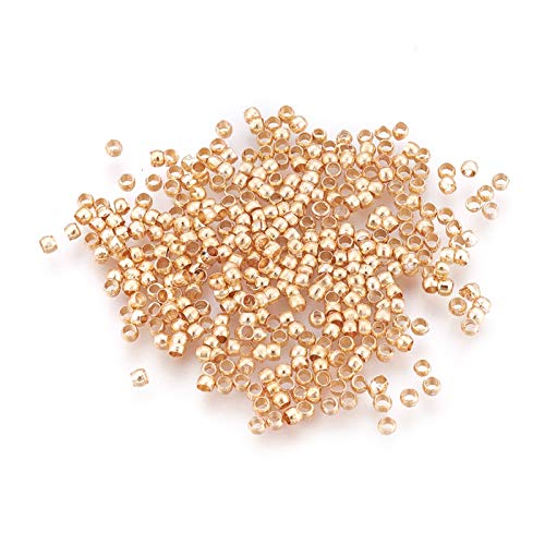 Pandahall 500Pcs Tiny Brass Rondelle Crimp Beads End Caps 2x1.5x1mm Round Crimps Stopper Beads Nickel Free for DIY Jewelry Making (Light Gold)