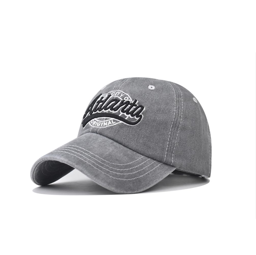Vintage Atlanta‌ Baseball Cap Fashion Men Women Sports Outdoor Sun Casual Hat, Grey, M/One size