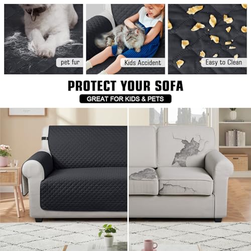 Image of TAOCOCO Sofa Covers 3 Seater,Settee Covers,Sofa Slipcovers,Pet Couch Covers,Non Slip Sofa Covers,Washable Sofa Protectors for Dogs(Black)