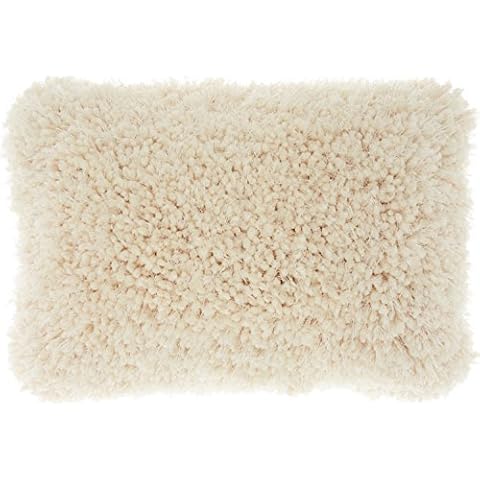 Mina Victory Shag Lush Yarn Cream 14" x 20" Throw Pillow Cover