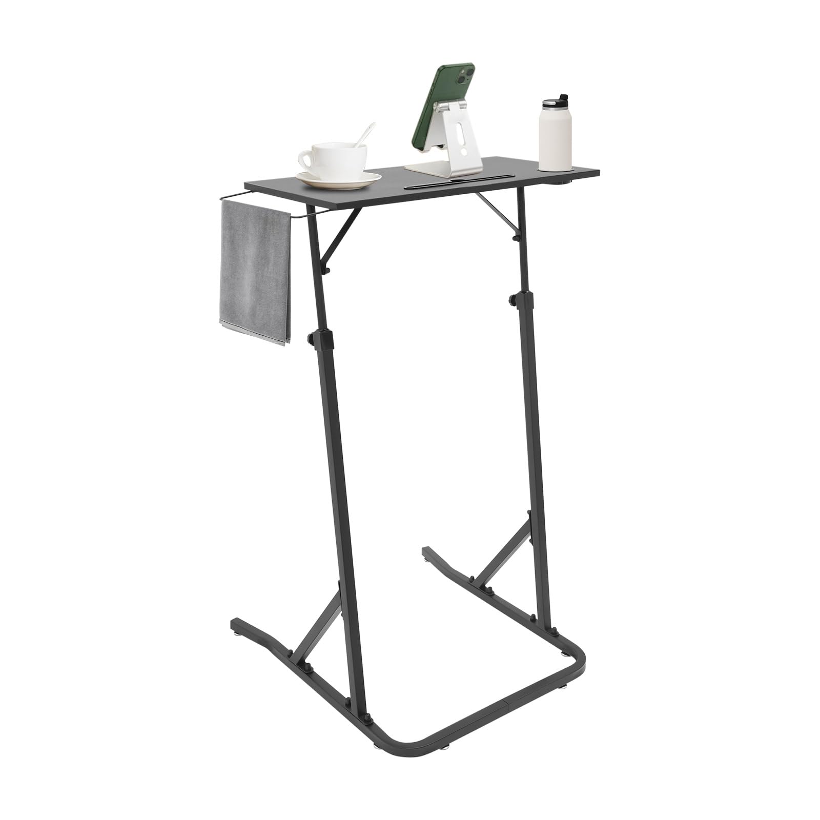 Support d'ordinateur de vélo en tube d'acier, hauteur réglable, 64,5 à 143 cm, table d'entraînement, table de course pour vélo, table de fitness, table d'ordinateur portable pour chambre à coucher
