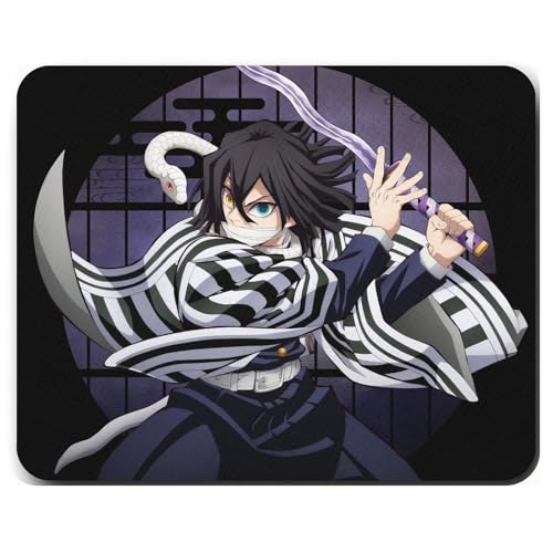Zentora Obanai Iguro Mouse Pad - 9x7.5 Serpent Hashira Anime Art - Waterproof High-Precision Desktop Mat - Non-Slip Rubber Base with Stitched Edges for Gaming, Laptop, PC & Office