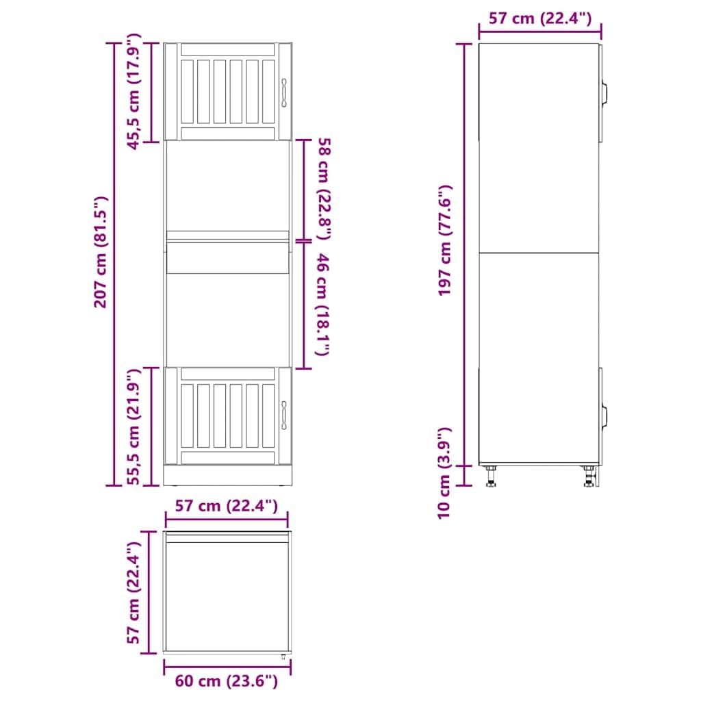vidaXL Keukenwandkast met glazen deur Kalmar bewerkt hout betongrijs, keuken wandmeubel, kast voor keukenwand, keukenkast aan de muur