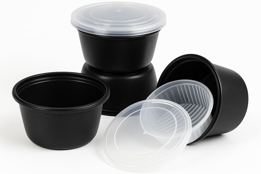 50 oz Disposable Bowls with Lids – Double Layer Soup & Food Containers for Takeout, Salad & Healthy Meal Prep, Microwave & Freezer Safe (Available in 25/150 Sets)（25）