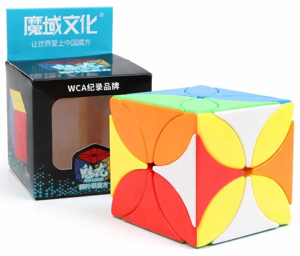 Image of Hawkister MoYu 4-Leaf 3x3 Clover Speed Cube Stickerless | Clover Leaf Shape Mod Puzzle | Matte Finish & Anti-Scratch Design Smooth Turning Racing Core Logic Brain Teaser for Kids & Adults