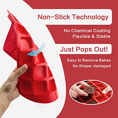 Silivo Silicone Brownie Pan With Dividers - 2 Pack 12+24-Cavity Brownie Baking Pan, Non-Stick Silicone Molds For Brownie Bites, Keto Fat Bombs, Fudges And Chocolates #TOP2