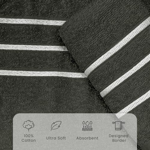 Image of Sassoon Melrose 100% Cotton Unisex Bath Towel in 400 GSM - Castor Grey (1 piece, 70x145 cm) Antibacterial Cotton Towels for Bathing, Light Weight & Quick Drying | Perfect for Daily Use