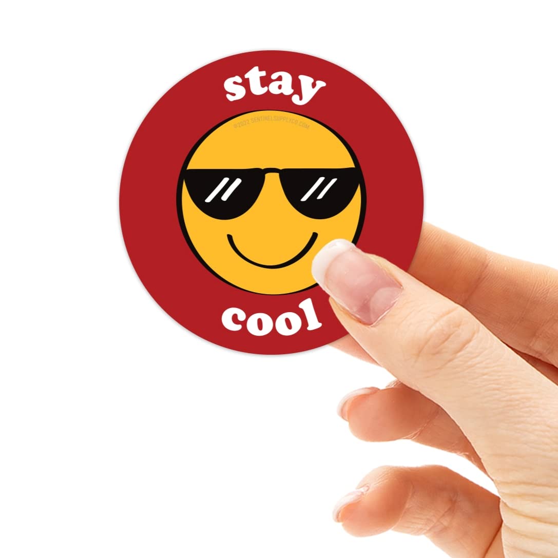 Stay Cool Sticker for Laptop - Sunglasses Emoji Stickers for Hydroflask - Funny Quote Cute Decals for Kids - Aesthetic Water Bottle Stickers